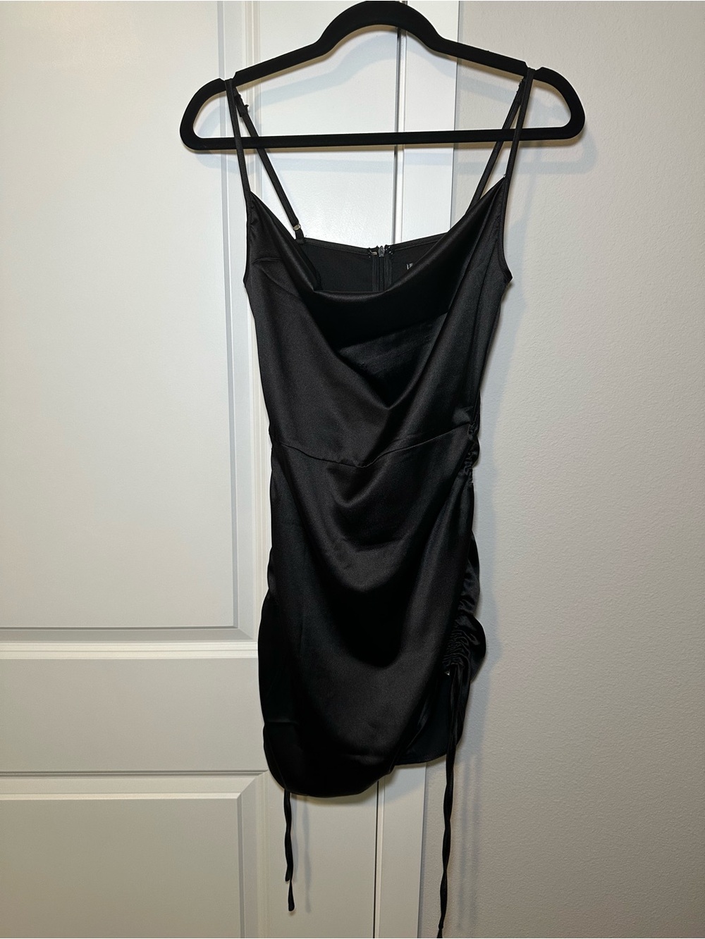 Missguided Black Satin Cowl Neck Mini Dress